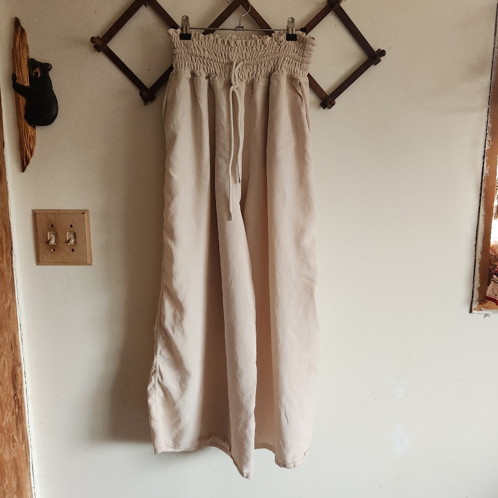 Free People Movement Mia Lounge Pant Lyocell Cream Wide-Leg Pant Medium - Picture 2 of 14